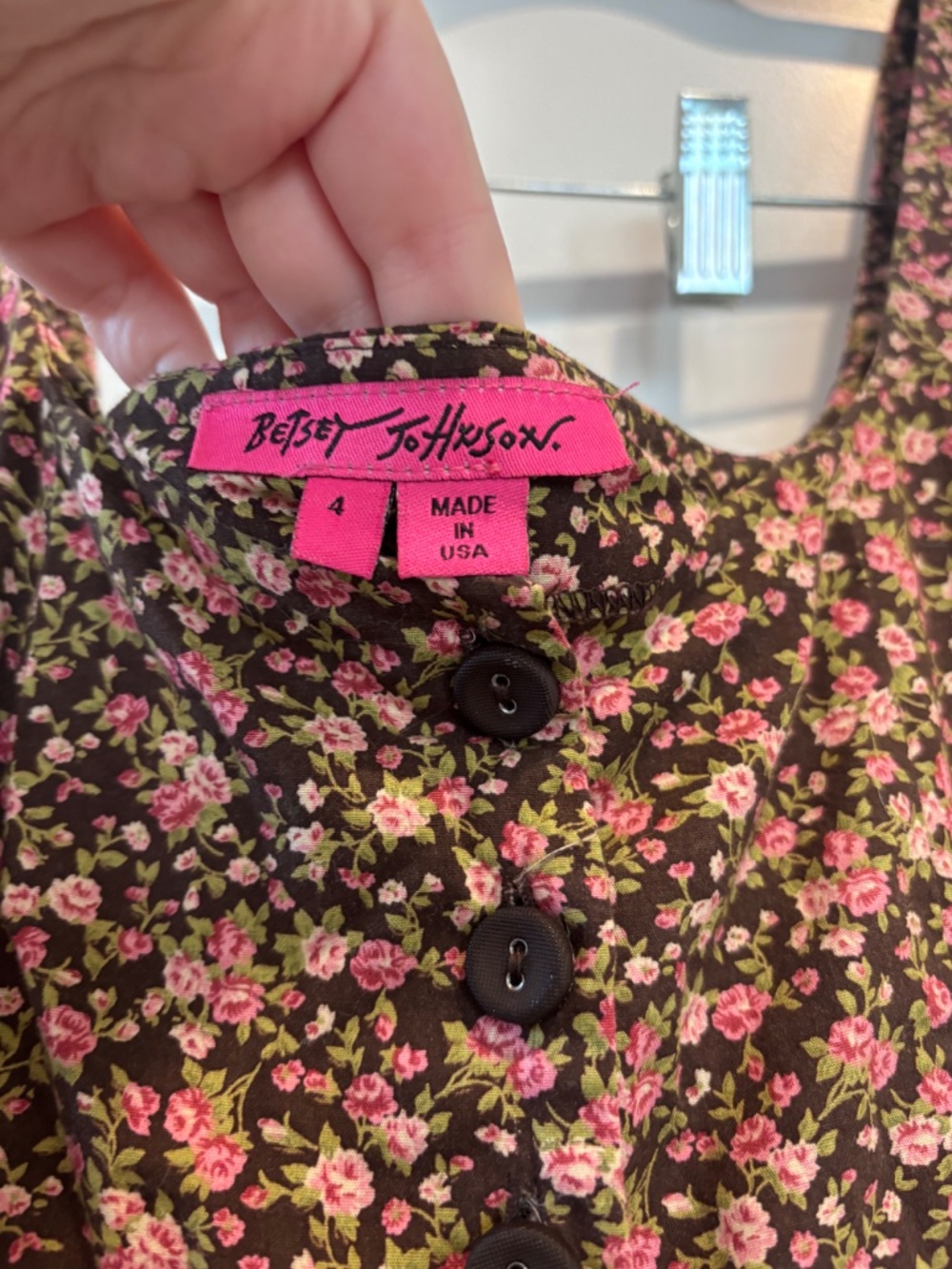 Vintage Betsey Johnson Brown Floral Corset Dress size 4 - Picture 6 of 6